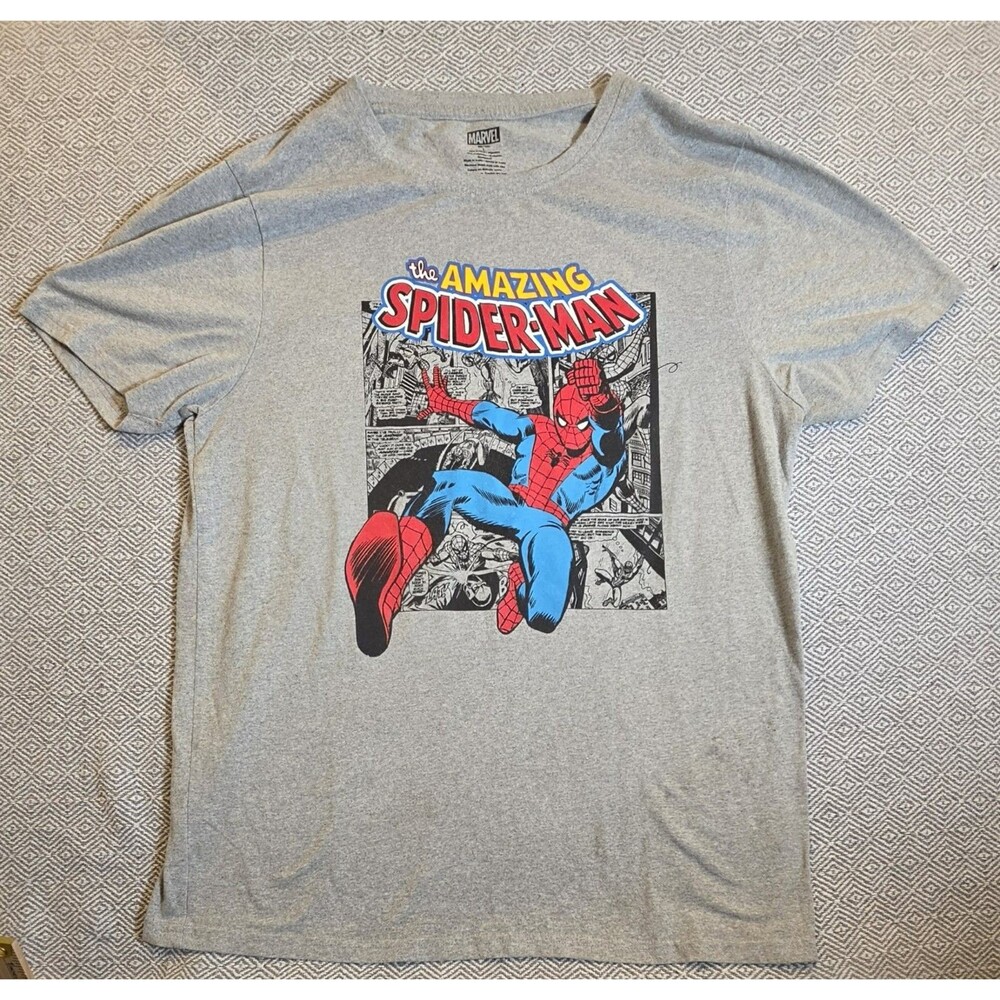 Marvel The Amazing Spider-Man Graphic Gray Heather Men s Large Retro Comic